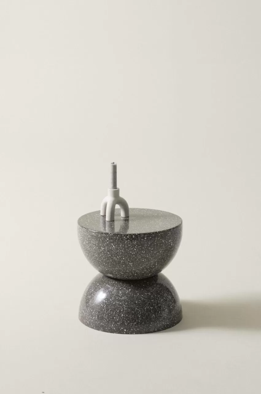 Bord*Jotex BLANES Sidobord ø 35 Cm Mörkgrå terrazzo