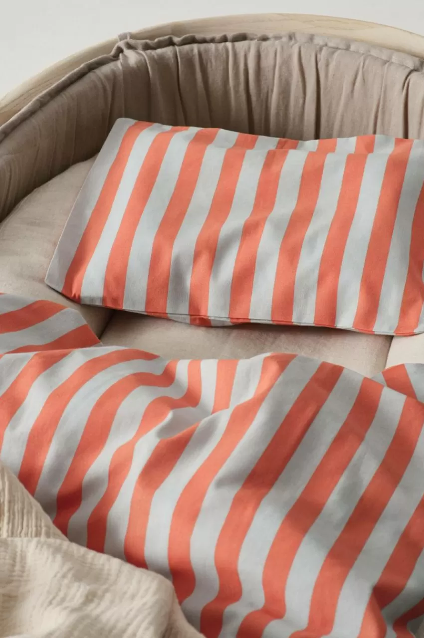 Barnsängkläder*Jotex BOEL BABY Påslakanset Vagn/vagga - Ekologisk Orange/ljusblå