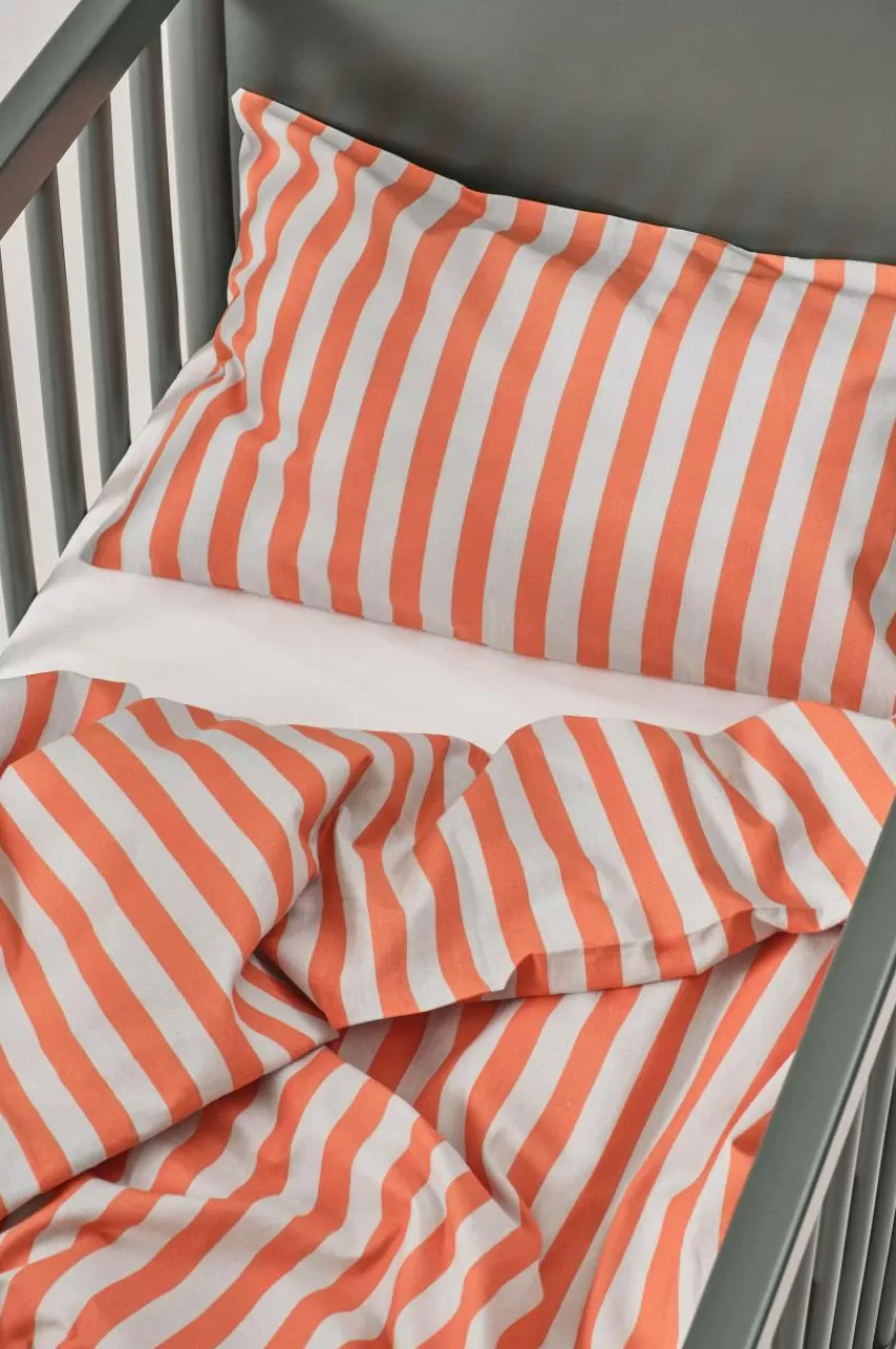 Barnsängkläder*Jotex BOEL MINI Påslakanset Spjälsäng - Ekologisk Orange/ljusblå