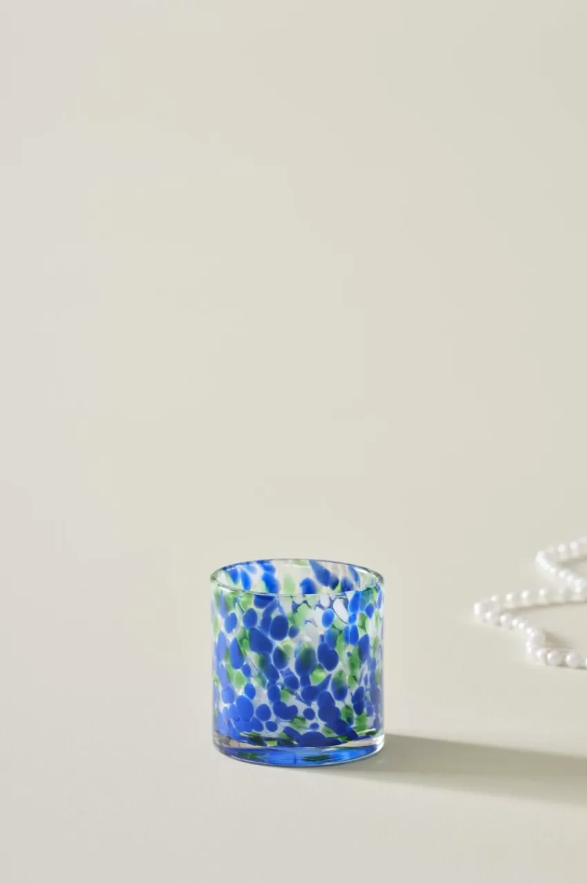 Ljuslyktor*Jotex BOSTON Ljuslykta Höjd 8,5 Cm Clear with blue green and white