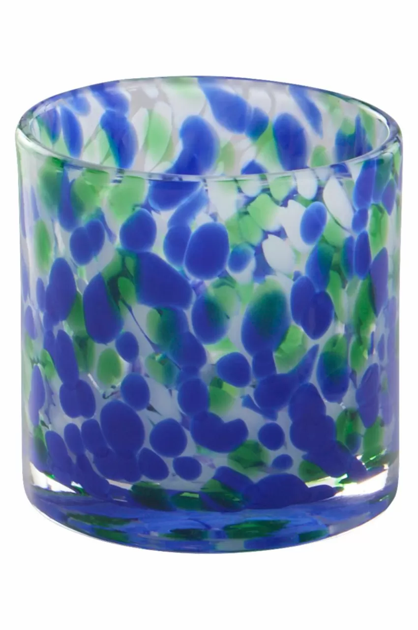 Ljuslyktor*Jotex BOSTON Ljuslykta Höjd 8,5 Cm Clear with blue green and white