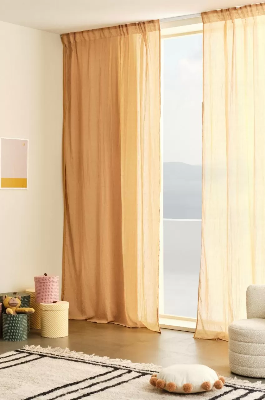 Barngardiner*Jotex CIA Multifunktionsgardin 2-pack Senapsgul