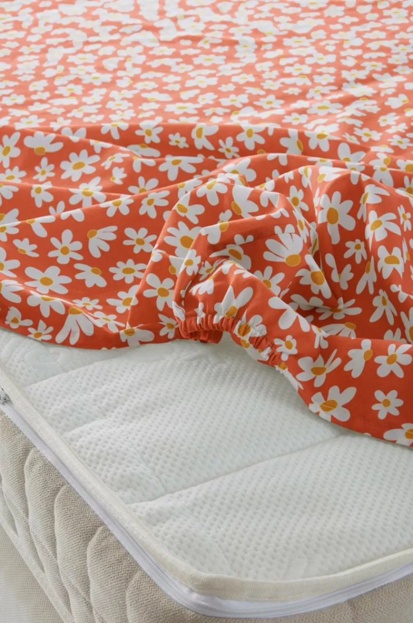Barnsängkläder*Jotex DAISY MINI Dra-på-lakan - Ekologisk Orange