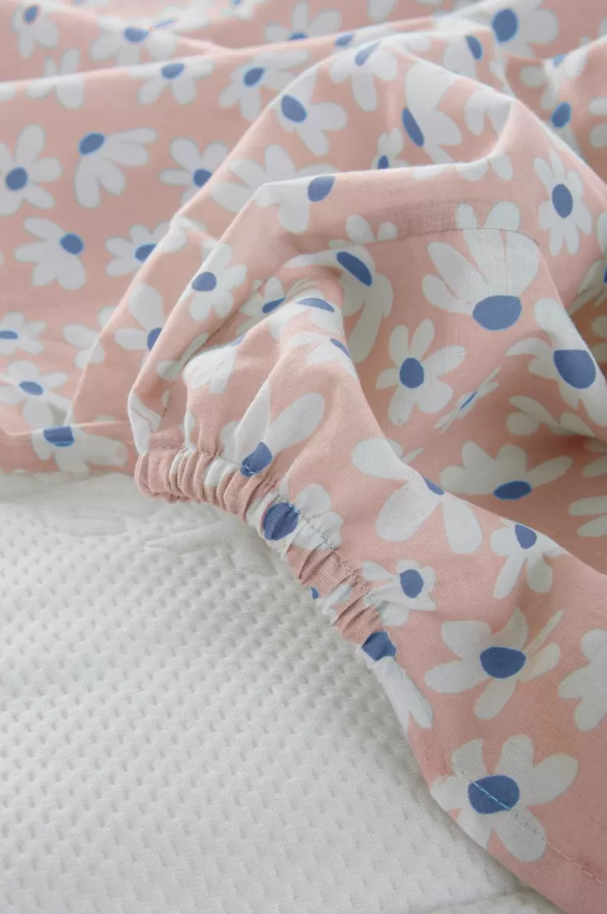 Barnsängkläder*Jotex DAISY MINI Dra-på-lakan - Ekologisk Rosa