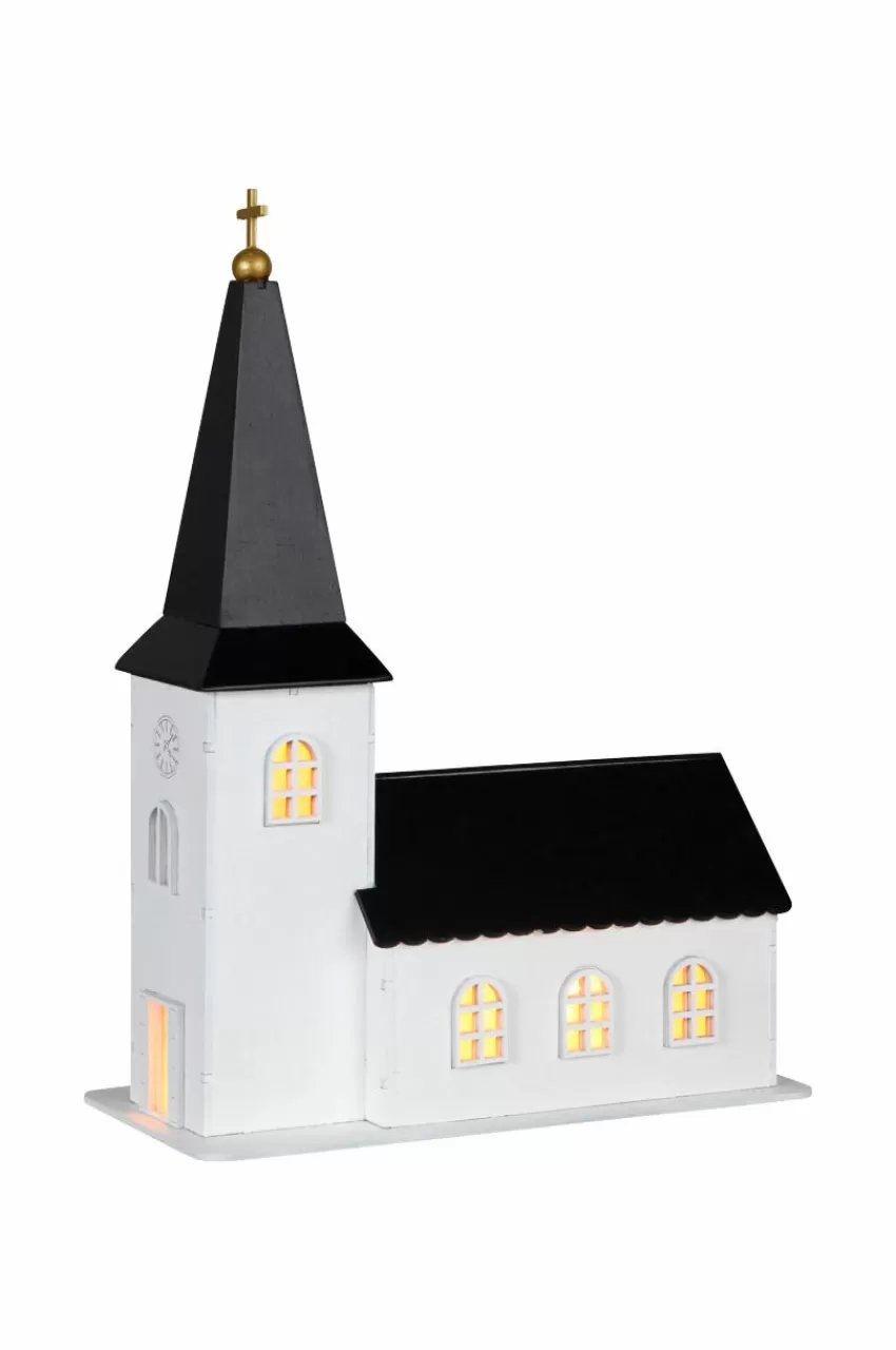 Julbelysning*Jotex Dekoration Kyrka Vit/svart