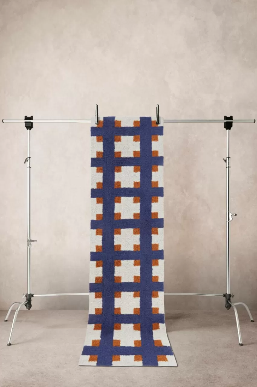 Bomulls- & Trasmattor*Jotex DELPHI Gångmatta 80x300 Cm Kobolt/curry/naturvit