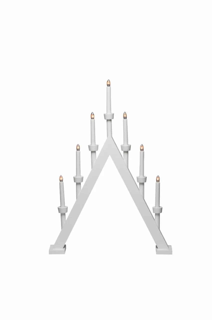 Julbelysning*Jotex Eljusstake 7 Lj Trä 65cm Vit