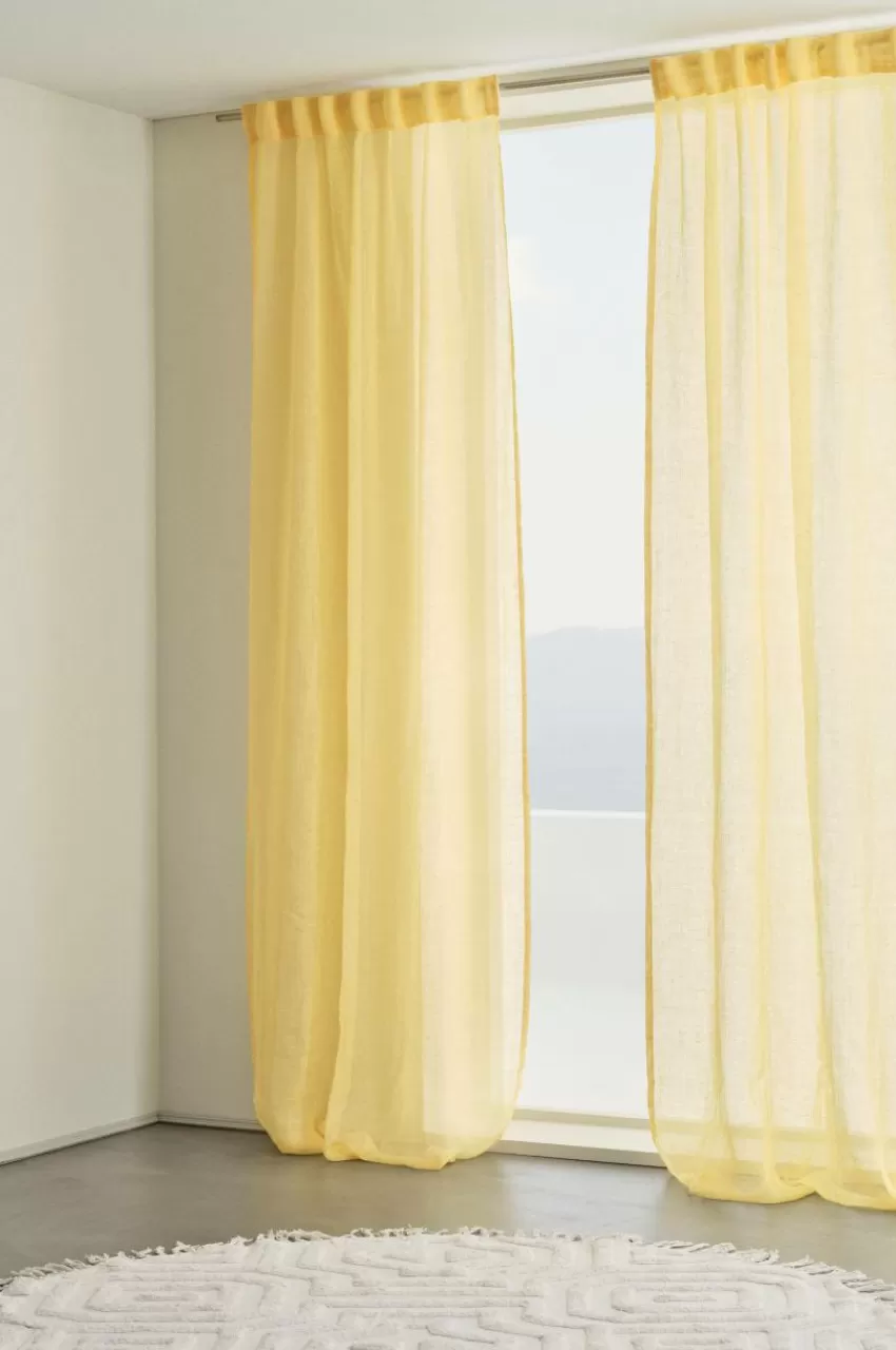 Linnegardiner | Multifunktionsgardiner*Jotex ELLEN Linnegardin 2-pack Gul