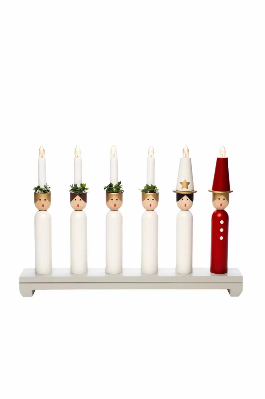 Julbelysning*Jotex Elljusstake 6 Ljus "Lucia" 30cm Grå