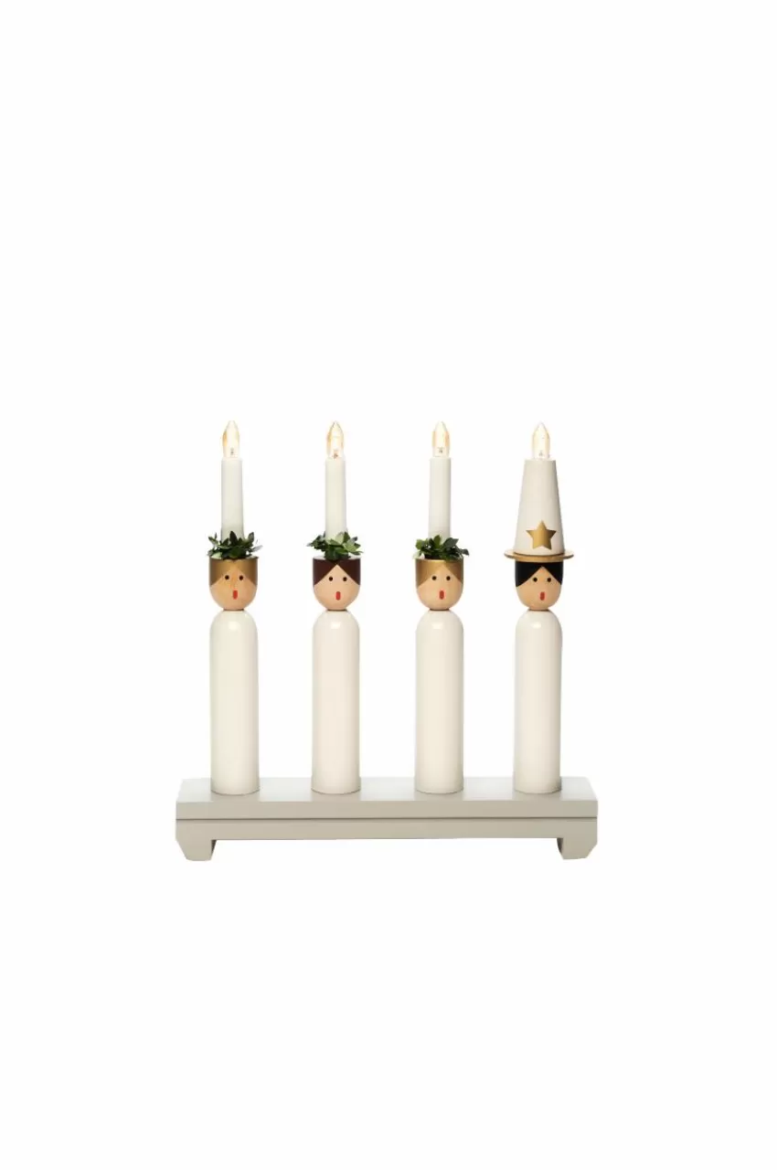 Julbelysning*Jotex Elljusstake 4 Ljus "Lucia" 30cm Grå