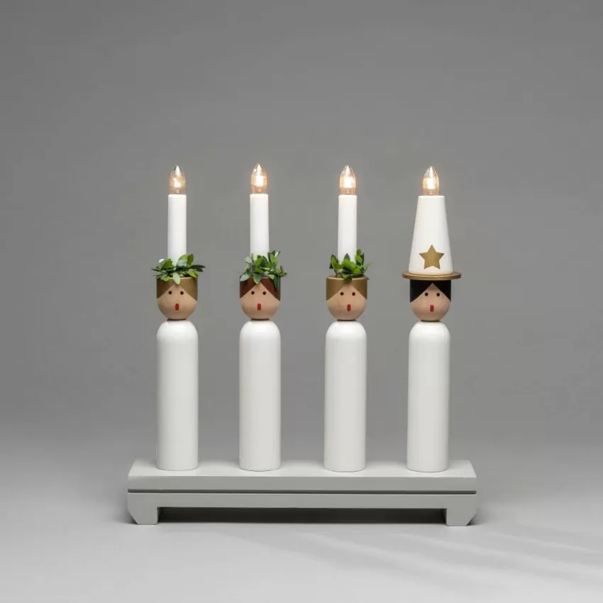 Julbelysning*Jotex Elljusstake 4 Ljus "Lucia" 30cm Grå