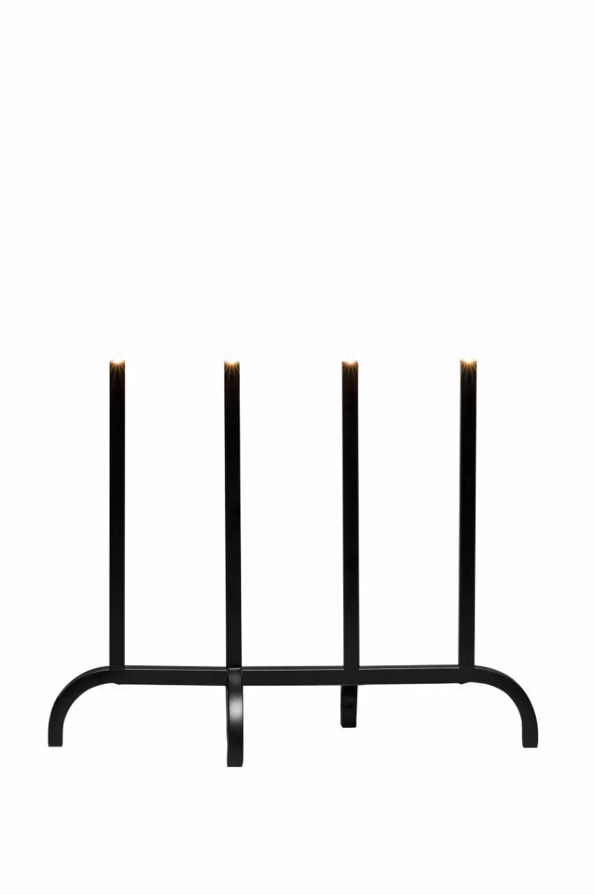 Julbelysning*Jotex Elljusstake 4 Ljus Met. 40,8cm Svart