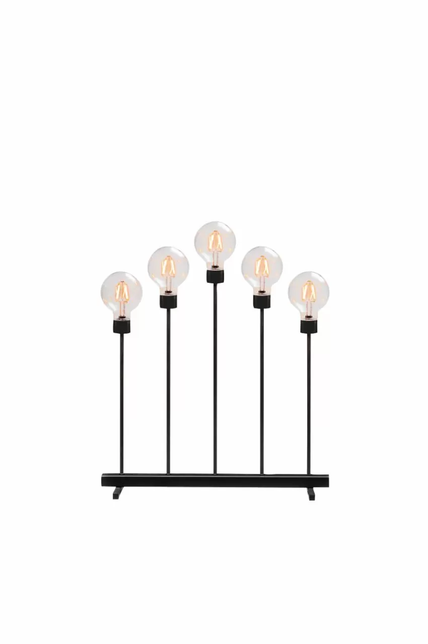 Julbelysning*Jotex Elljusstake 5 Ljus Met. 54cm Svart