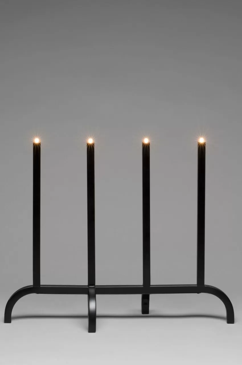 Julbelysning*Jotex Elljusstake 4 Ljus Met. 40,8cm Svart