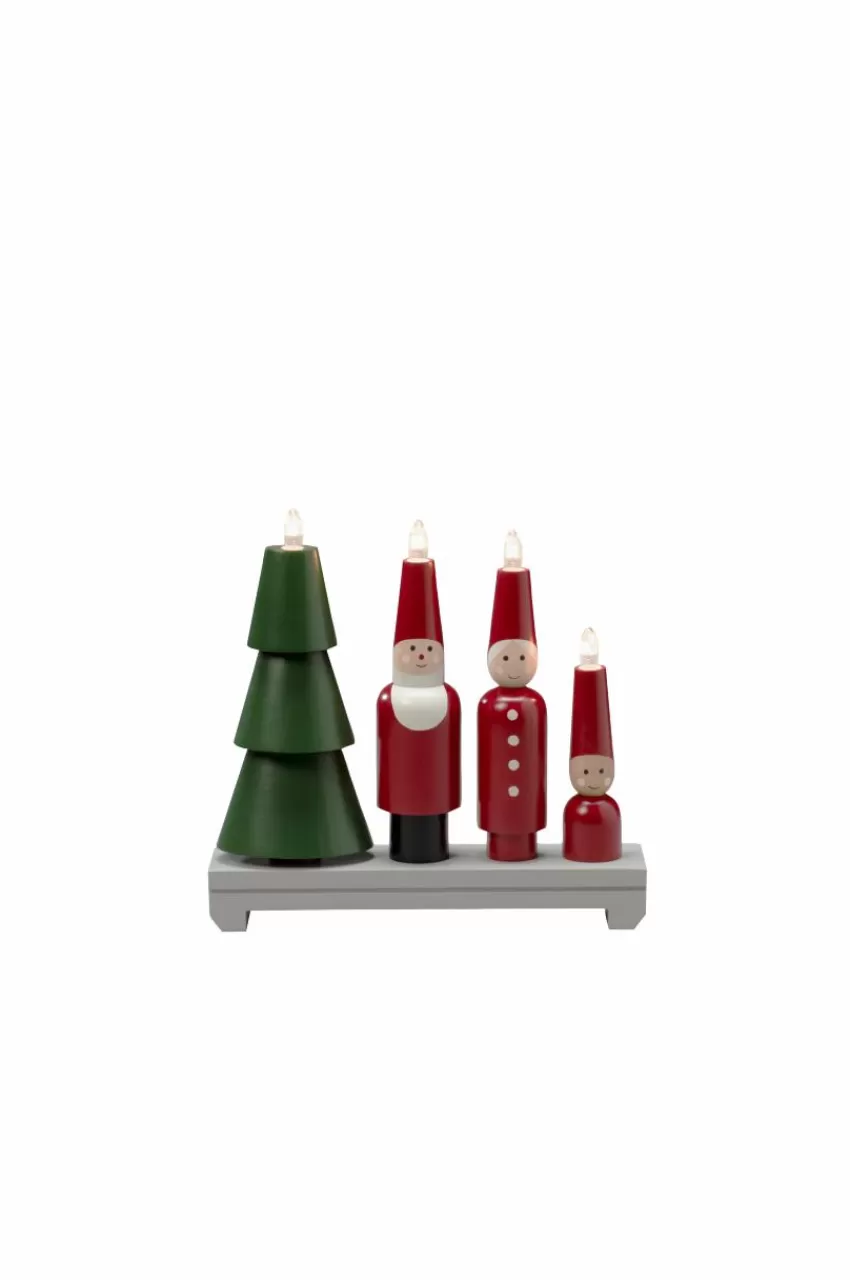Julbelysning*Jotex Elljusstake 4 Ljus "Tomte" 28cm Röd/grön