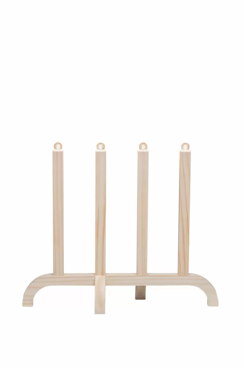 Julbelysning*Jotex Elljusstake 4 Ljus Trä 42cm Natur