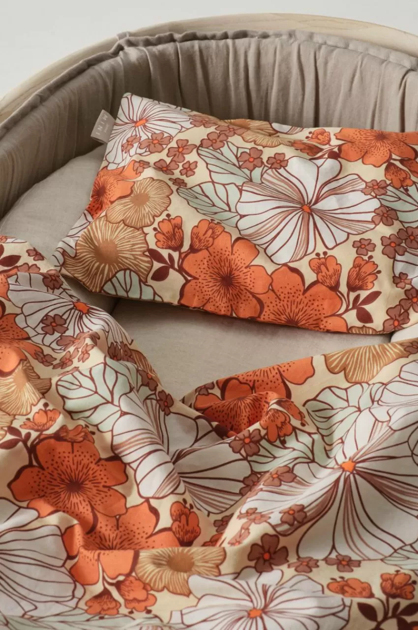 Barnsängkläder*Jotex FIORI BABY Påslakanset Vagn/vagga Orange/multi