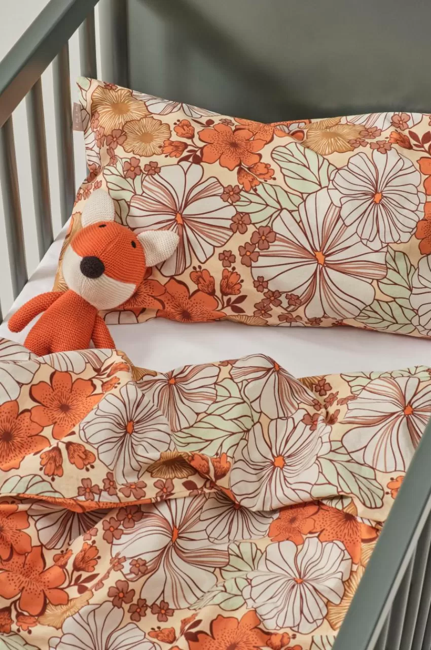 Barnsängkläder*Jotex FIORI MINI Påslakanset Spjälsäng Orange/multi