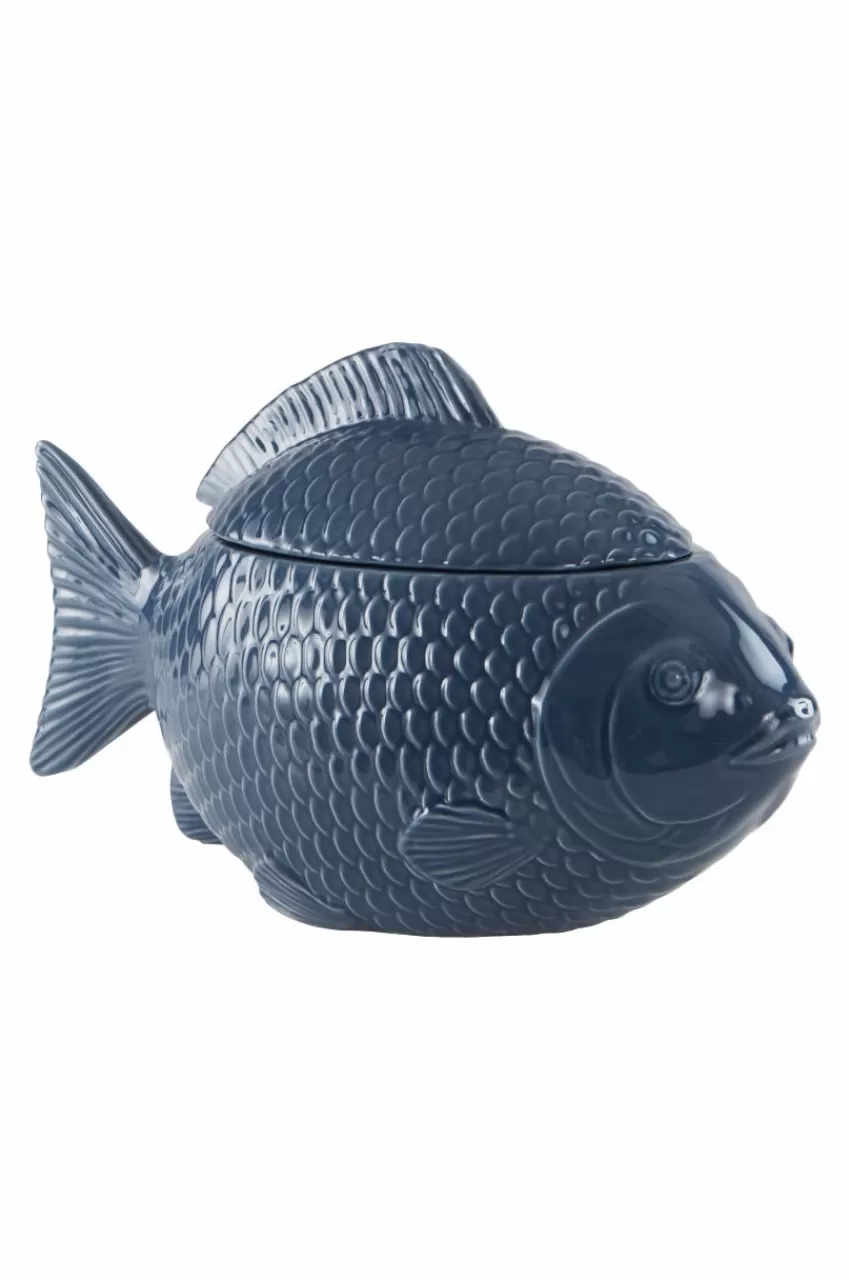 Prydnadssaker*Jotex FISH Dekorationsskål Med Lock Blå