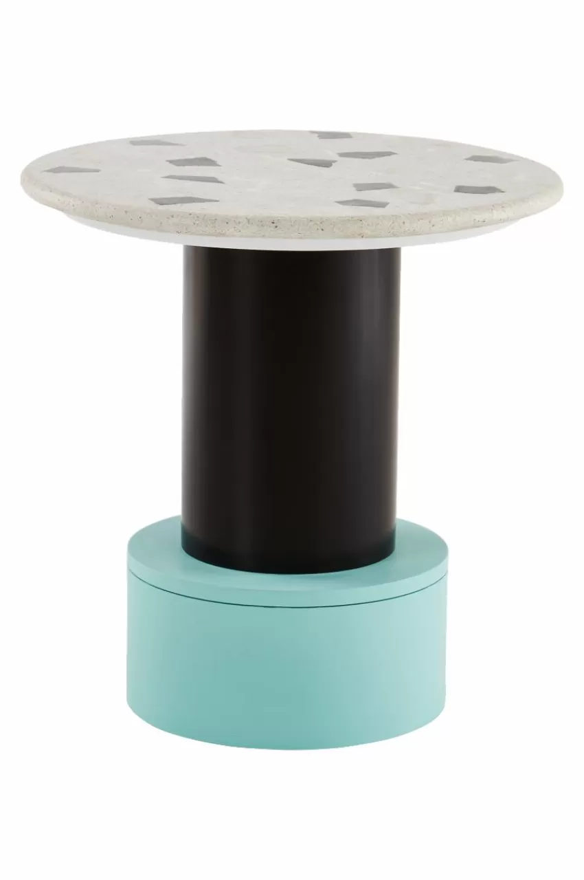 Bord*Jotex FRESNO Sidobord ø 50 Cm Svart/turkos