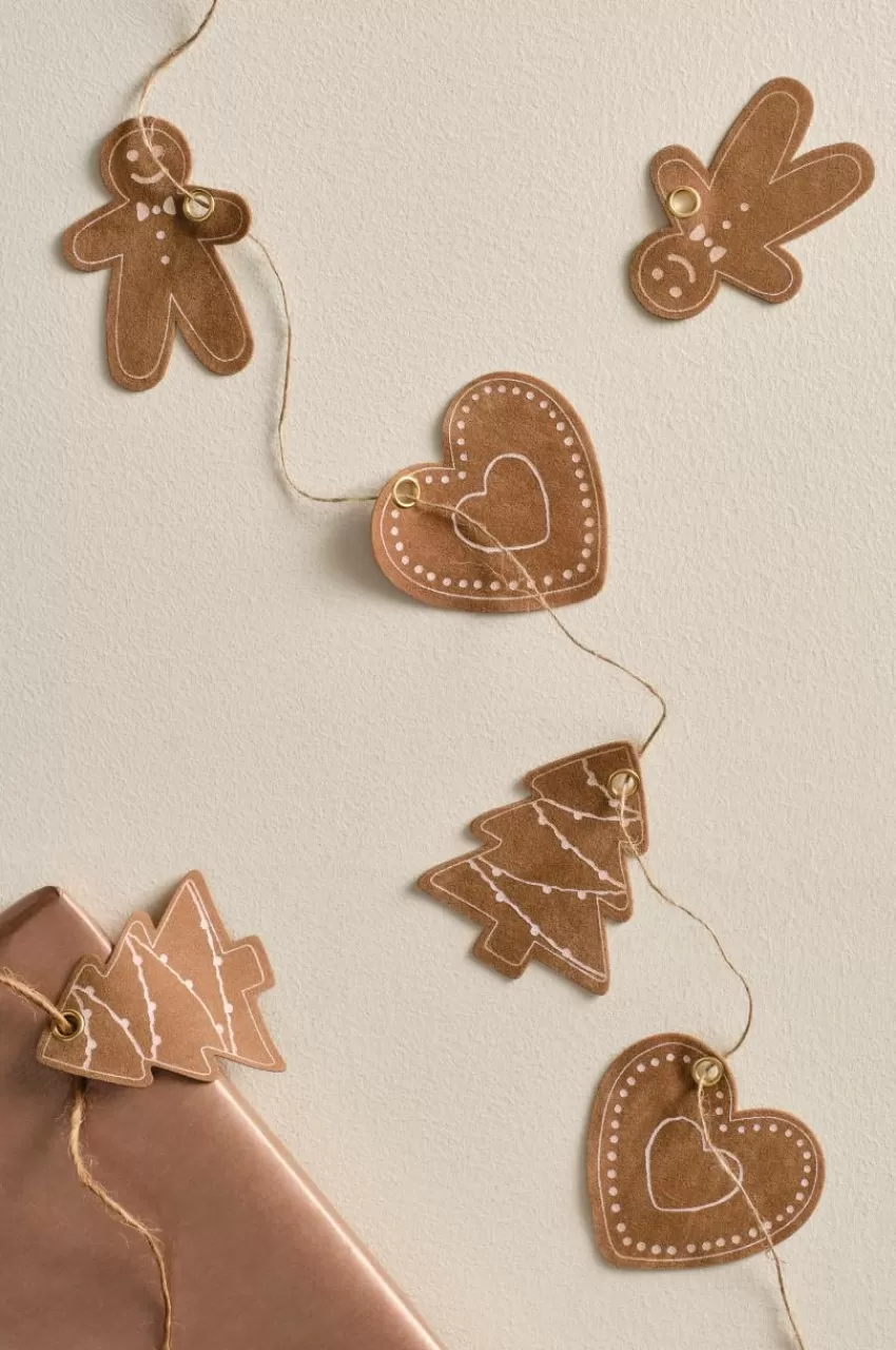 Juldekoration*Jotex GINGERBREAD Etikett 6-pack Konjaksbrun