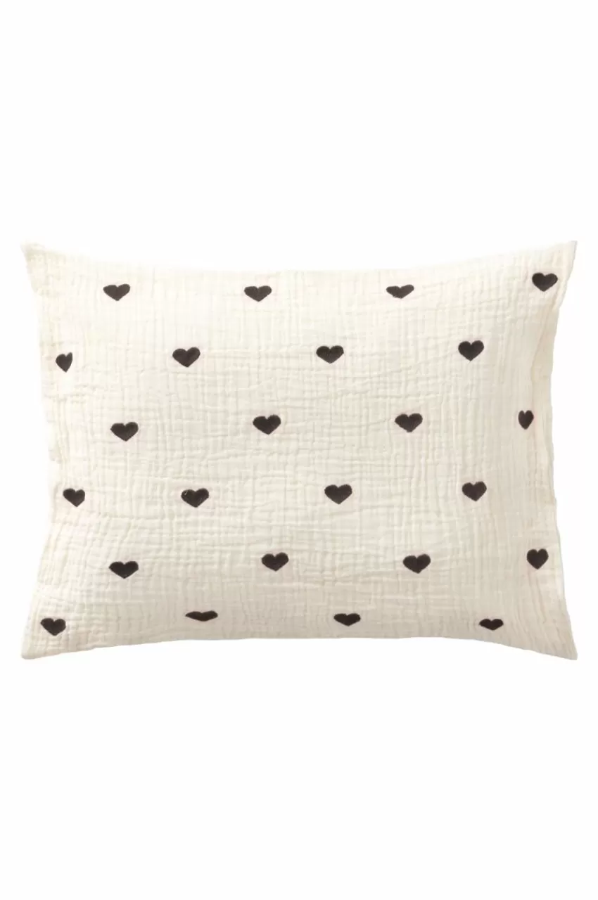 Barnsängkläder*Jotex HEARTS BABY örngott 35x28 Cm - Ekologisk Vit/svart