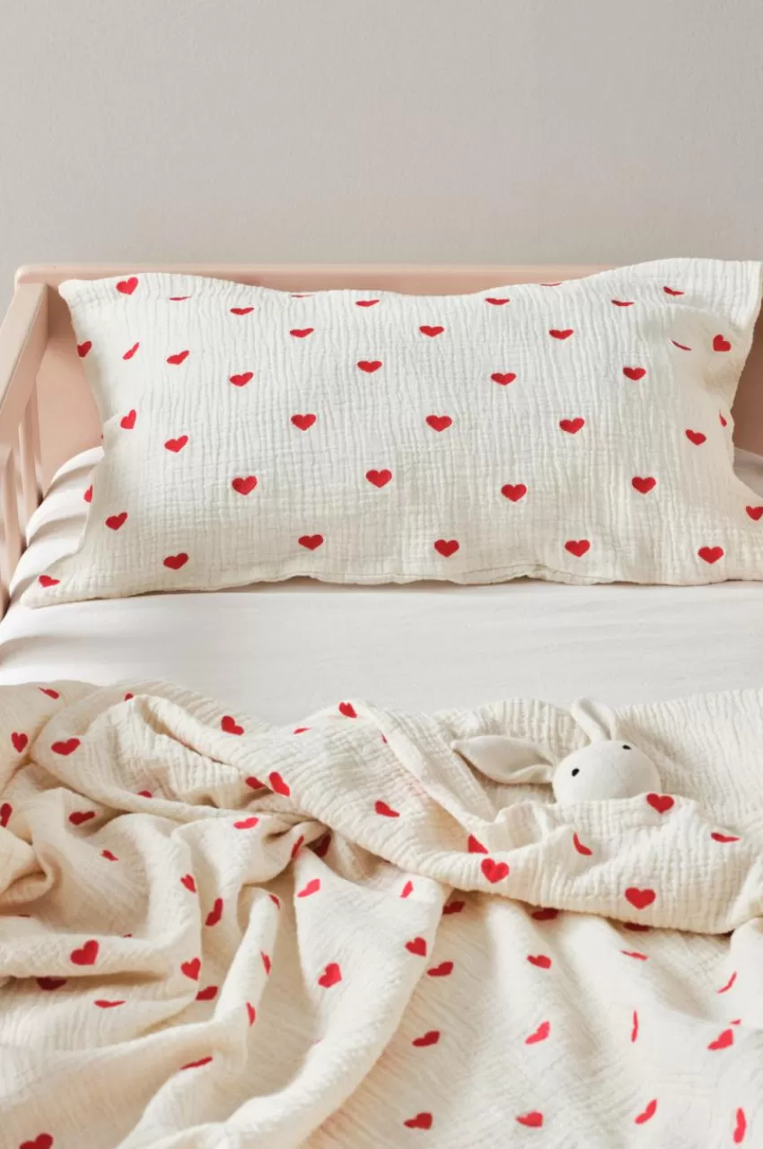 Barnsängkläder*Jotex HEARTS MINI örngott 55x35 Cm - Ekologisk Naturvit