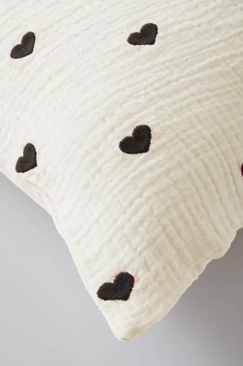 Barnsängkläder*Jotex HEARTS MINI örngott 55x35 Cm - Ekologisk Vit/svart
