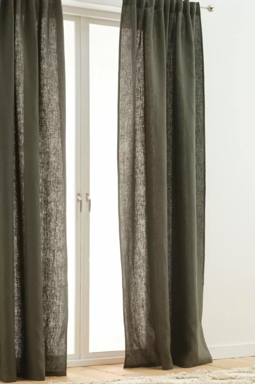 Linnegardiner | Multifunktionsgardiner*Jotex HEDDIE Linnegardin 2-pack Mörk oliv