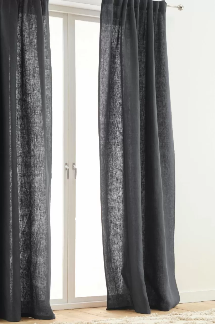 Linnegardiner | Multifunktionsgardiner*Jotex HEDDIE Linnegardin 2-pack Kolgrå