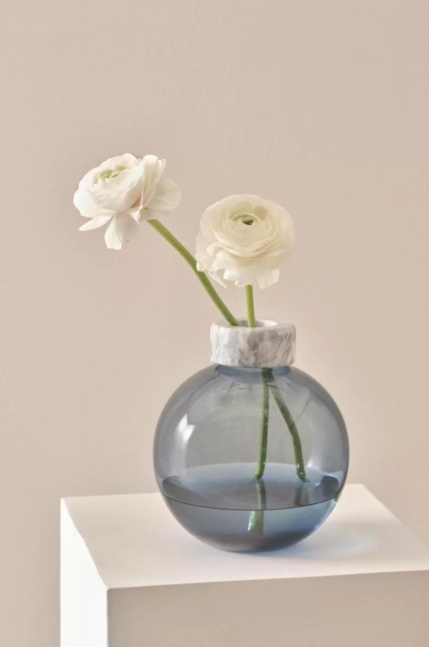 Vaser*Jotex HILLEVI Glasvas - Höjd 19 Cm Blågrå/marmor