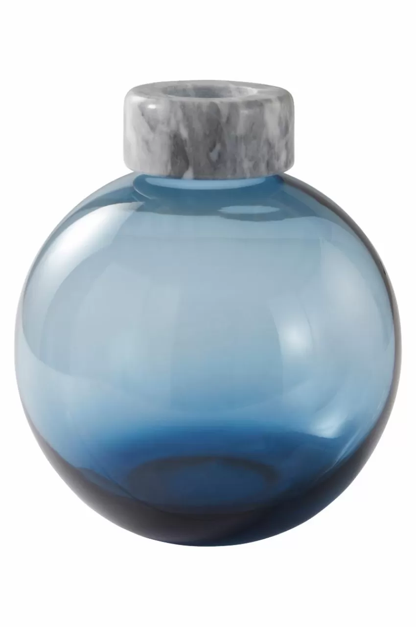 Vaser*Jotex HILLEVI Glasvas - Höjd 19 Cm Blågrå/marmor