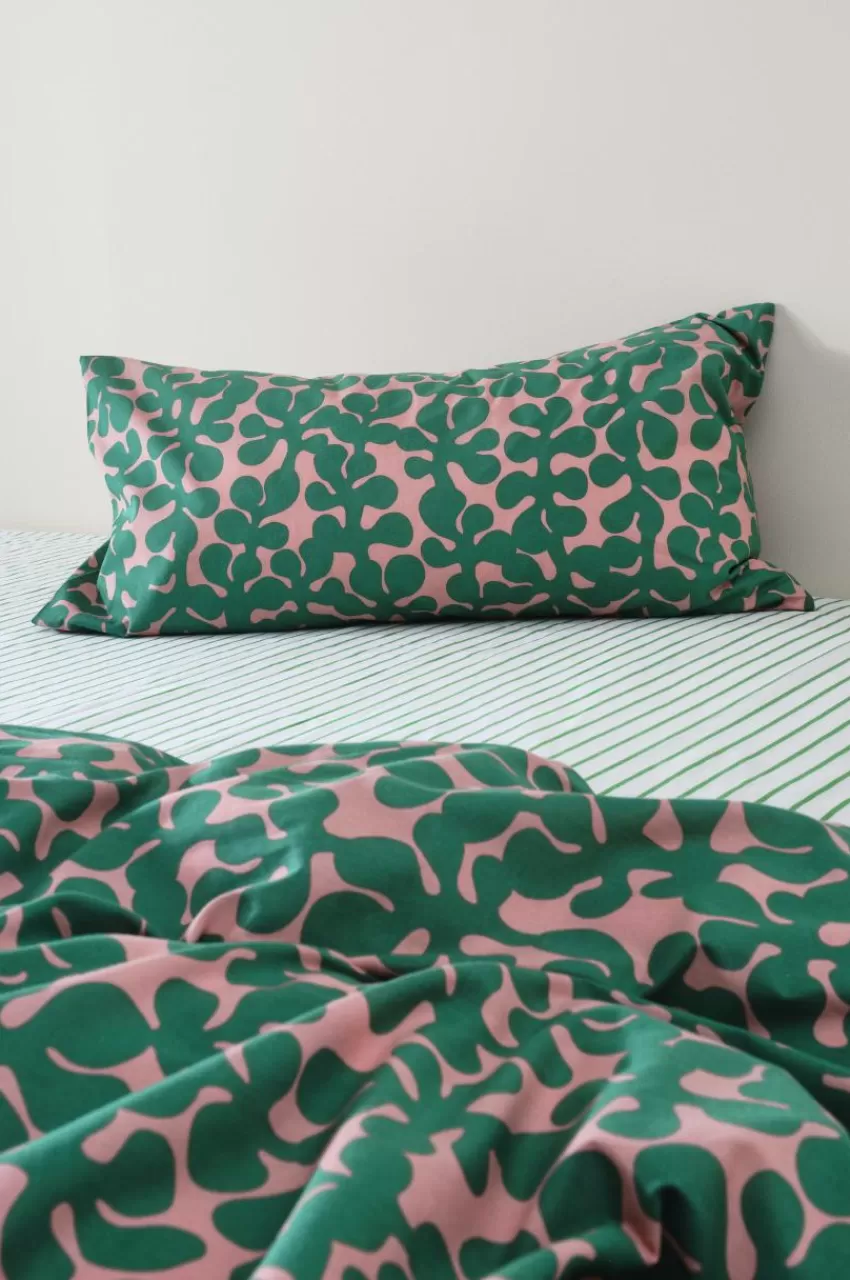 Örngott*Jotex KNOTA 90x50 Cm Ekologisk örngott Rosa/grön