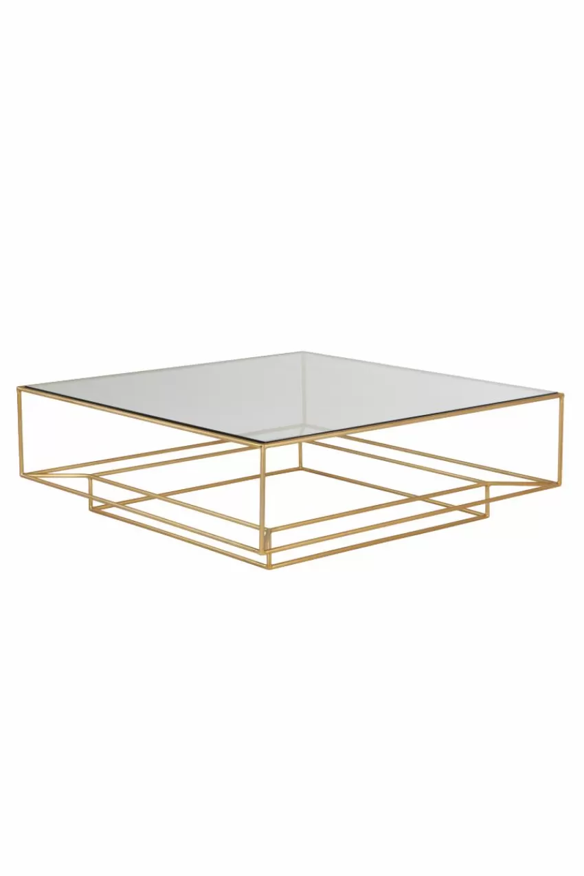 Bord*Jotex LAKELAND Soffbord 102x102 Cm Glas/mässing