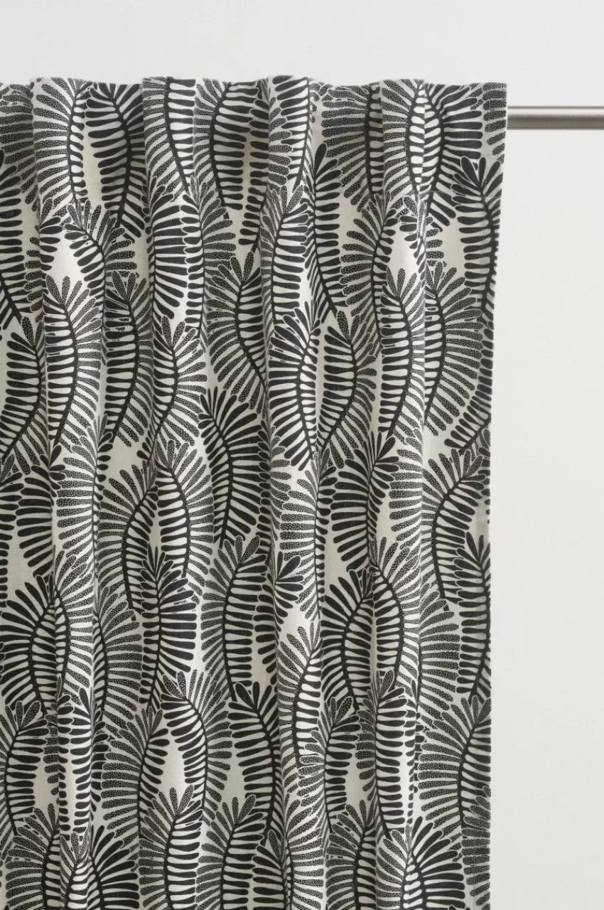 Multifunktionsgardiner*Jotex LEAVES Multifunktionsgardin 2-pack Naturvit/svart
