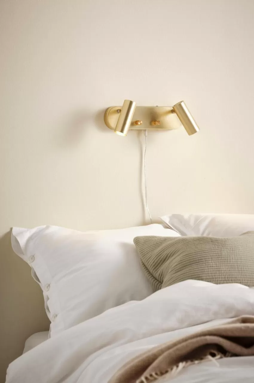 Vägglampor*Jotex LEE Vägglampa - Dubbel Borstad mässing