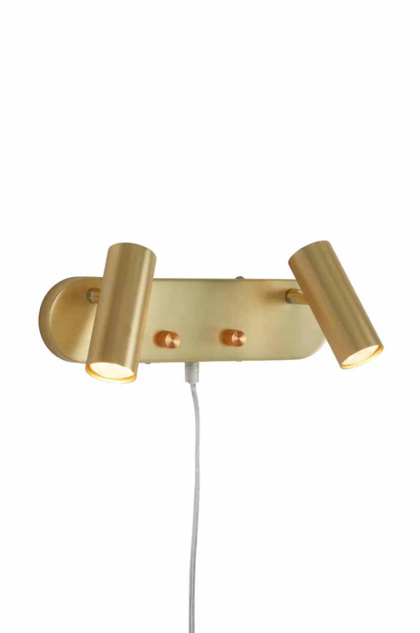 Vägglampor*Jotex LEE Vägglampa - Dubbel Borstad mässing