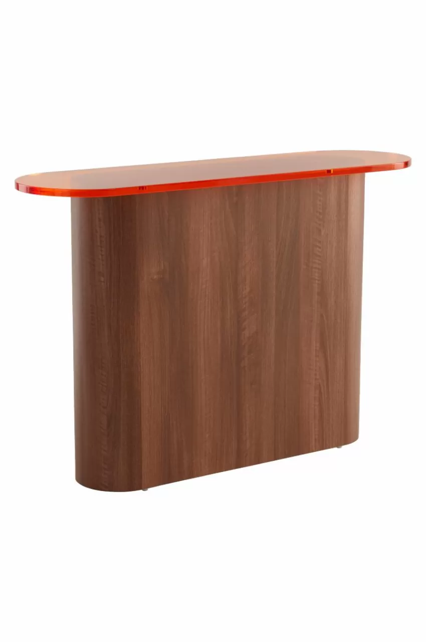 Bord*Jotex LIVI Sideboard 35x120 Cm Orange/valnöt
