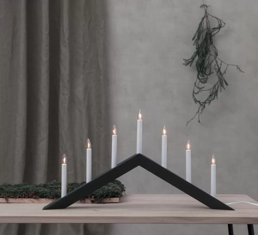Julbelysning*Jotex Ljusstake Arrow Grå