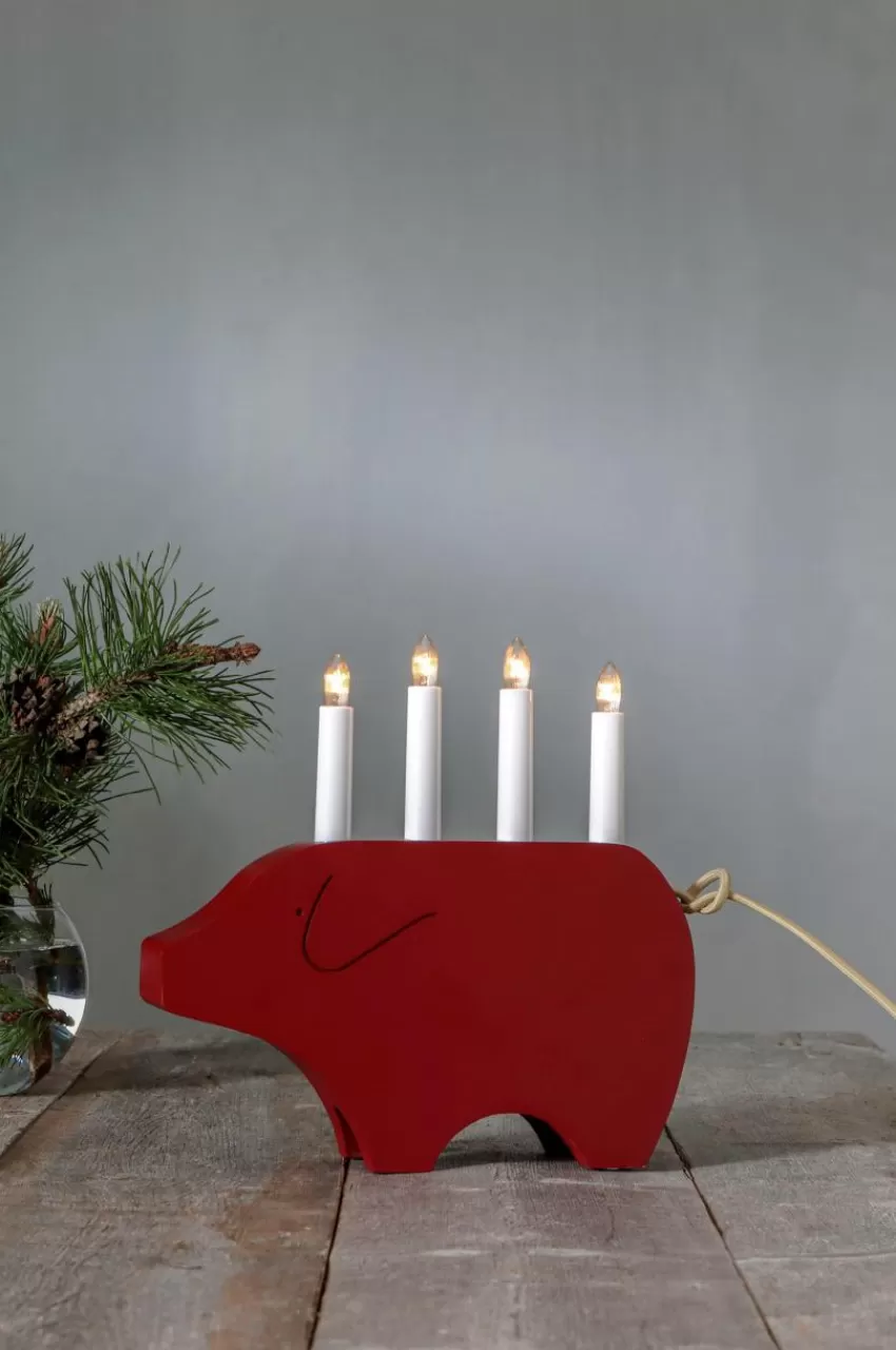 Julbelysning*Jotex Ljusstake Gry Höjd 28 Cm Red