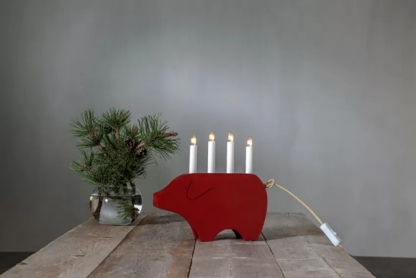 Julbelysning*Jotex Ljusstake Gry Höjd 28 Cm Red