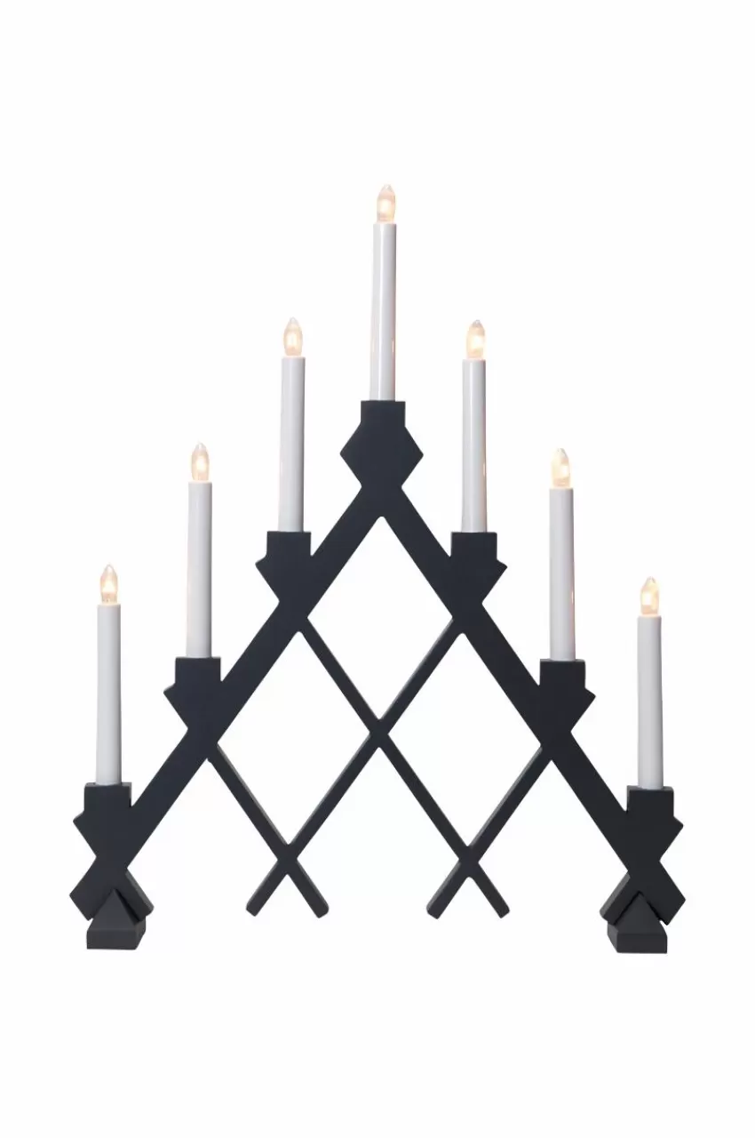 Julbelysning*Jotex Ljusstake Rut Grå
