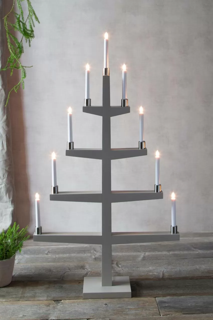Julbelysning*Jotex Ljusstake Tall 9 Ljuskällor Beige