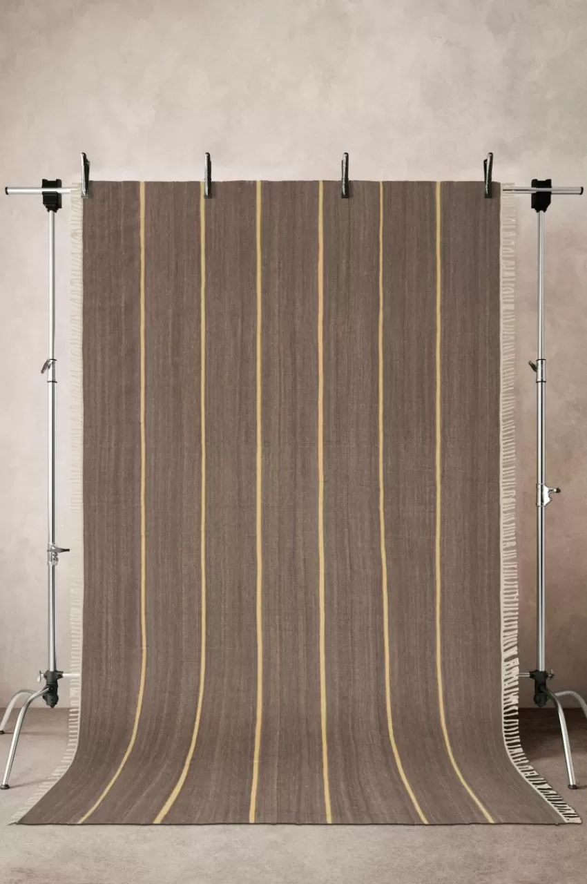 Ullmattor*Jotex LORI STRIPE 02 Ullmatta 200x300 Cm Mörkgrå/gul