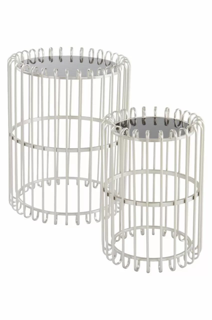 Bord*Jotex MANNHEIM Sidobord 2 Delar Silver/svart glas