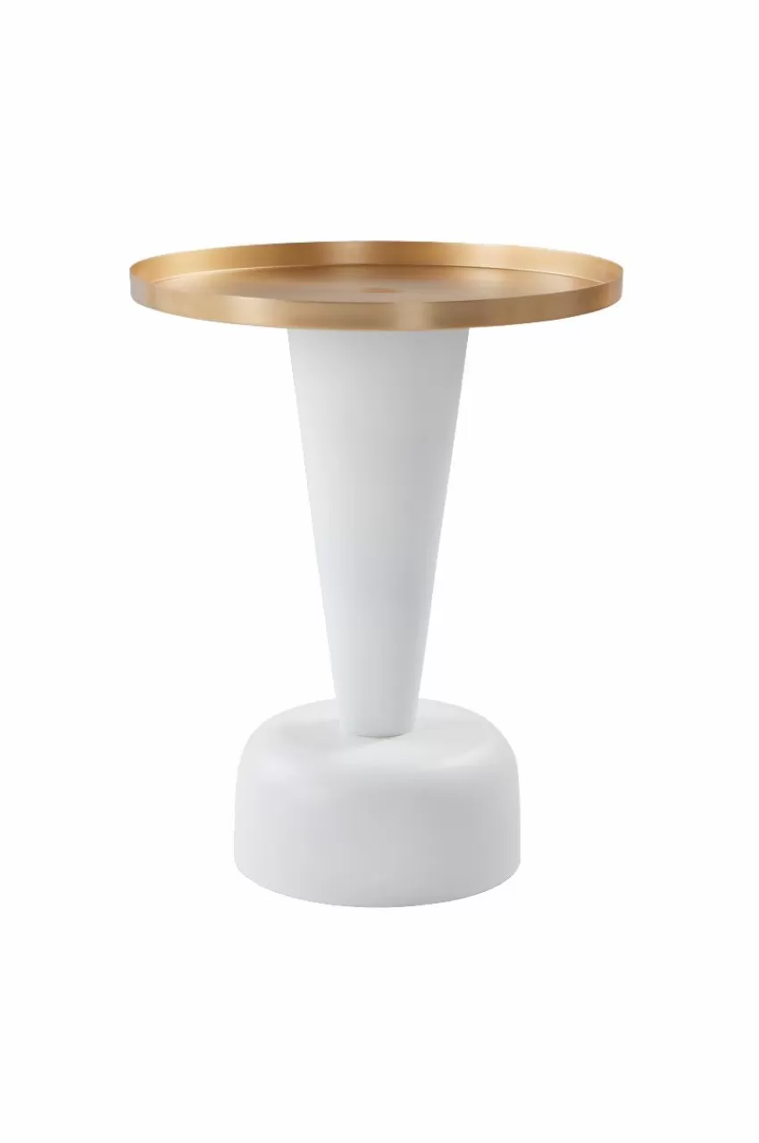 Bord*Jotex MARCELLO Sidobord ø 51 Cm Vit/mässing