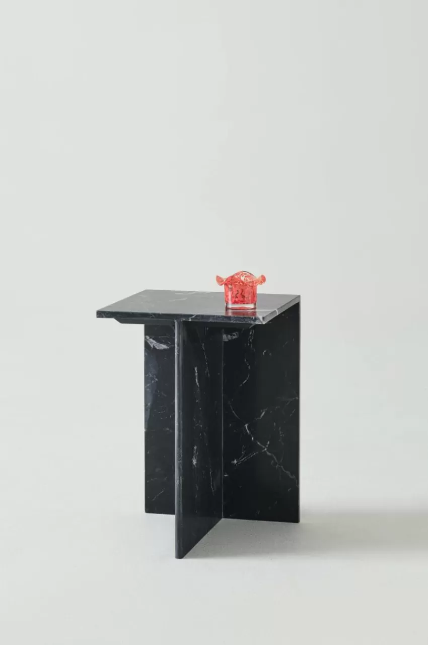 Bord*Jotex MELETO Sidobord Marmor 35x35 Cm Svart marmor