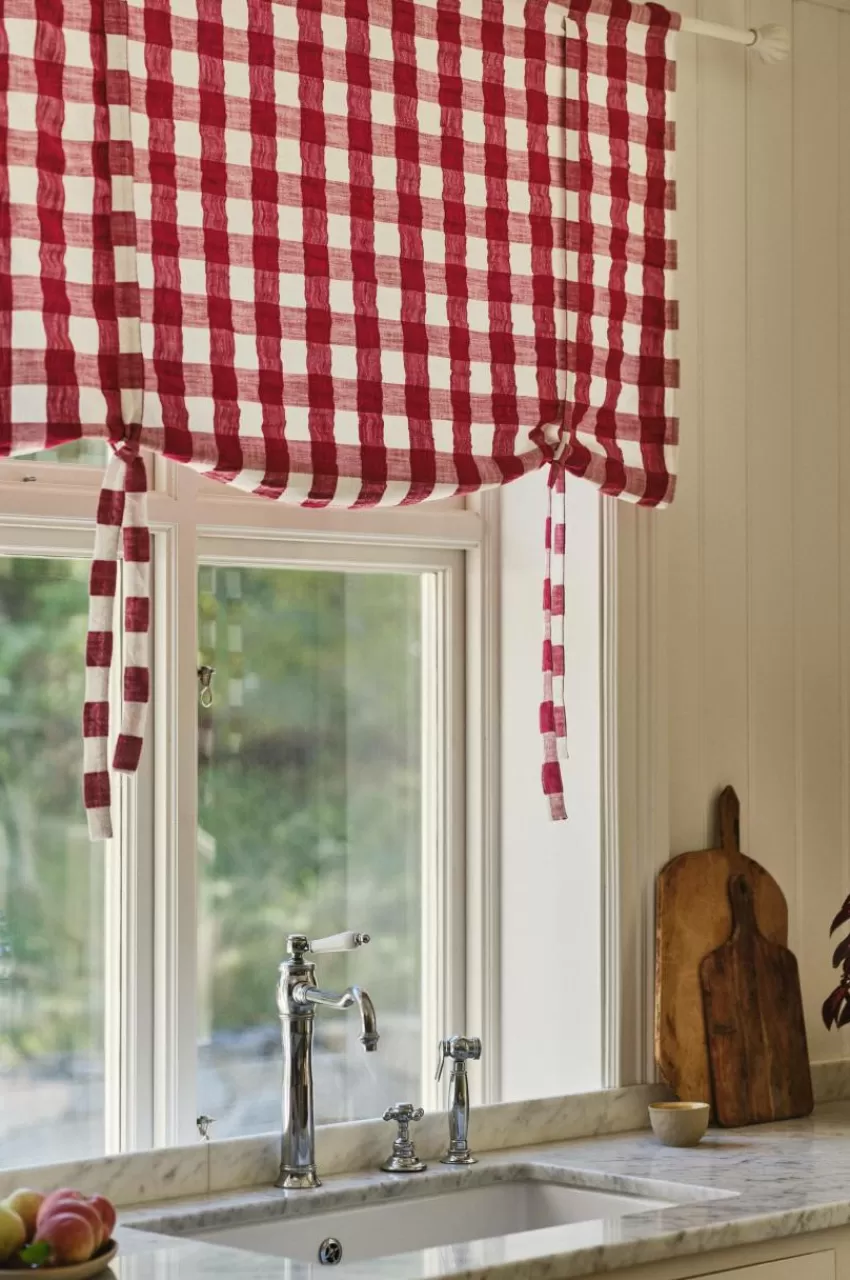 Hissgardiner*Jotex MIMMI Roll Up-gardin Röd/vit