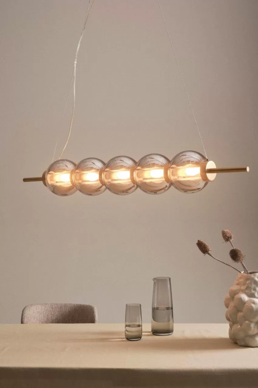 Taklampor*Jotex ON A ROLL Taklampa Mässingsfärgad/Rökfärgat glas