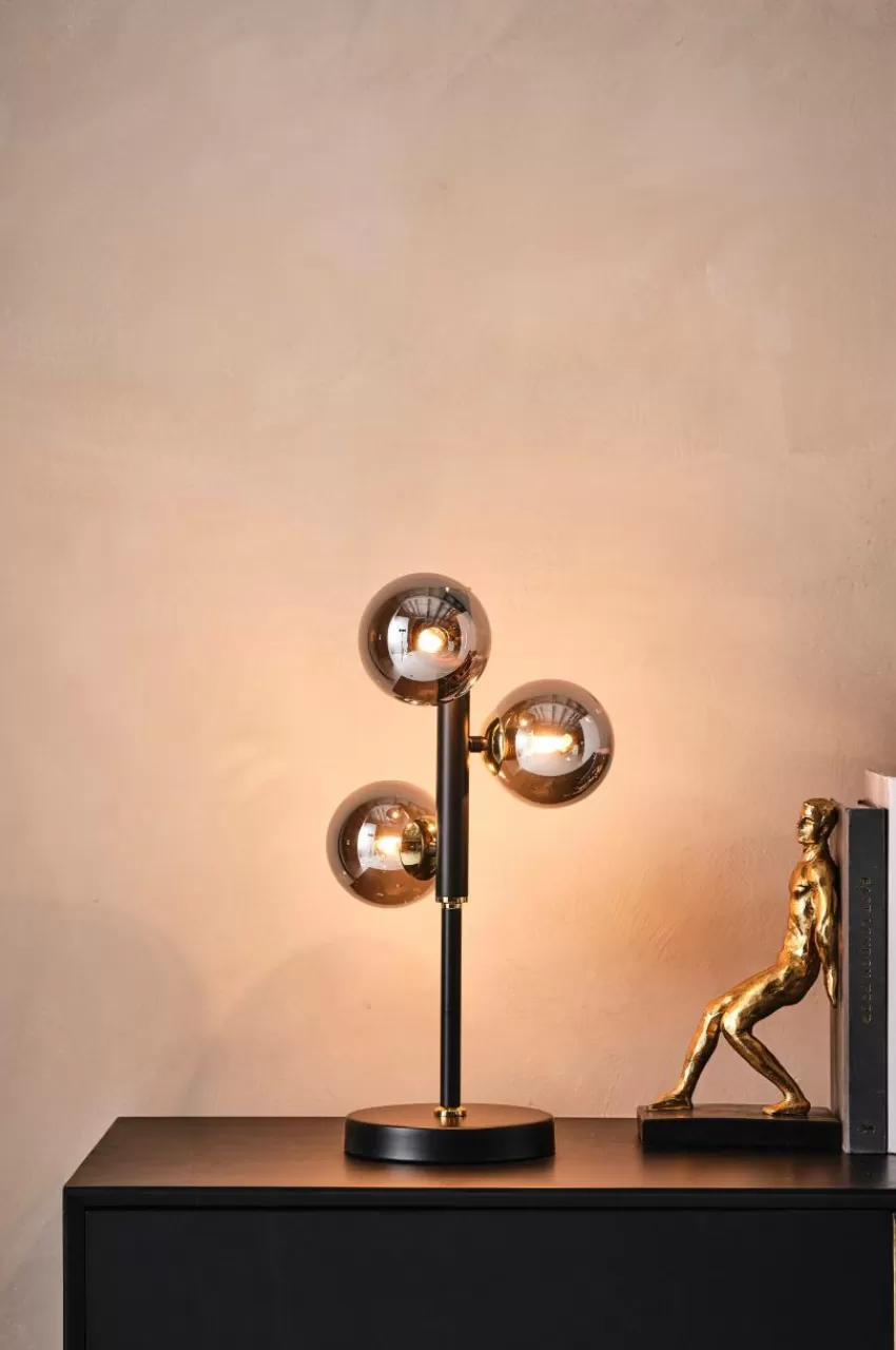 Bordslampor*Jotex PALLAS Bordslampa Svart/guld/rökfärgat glas